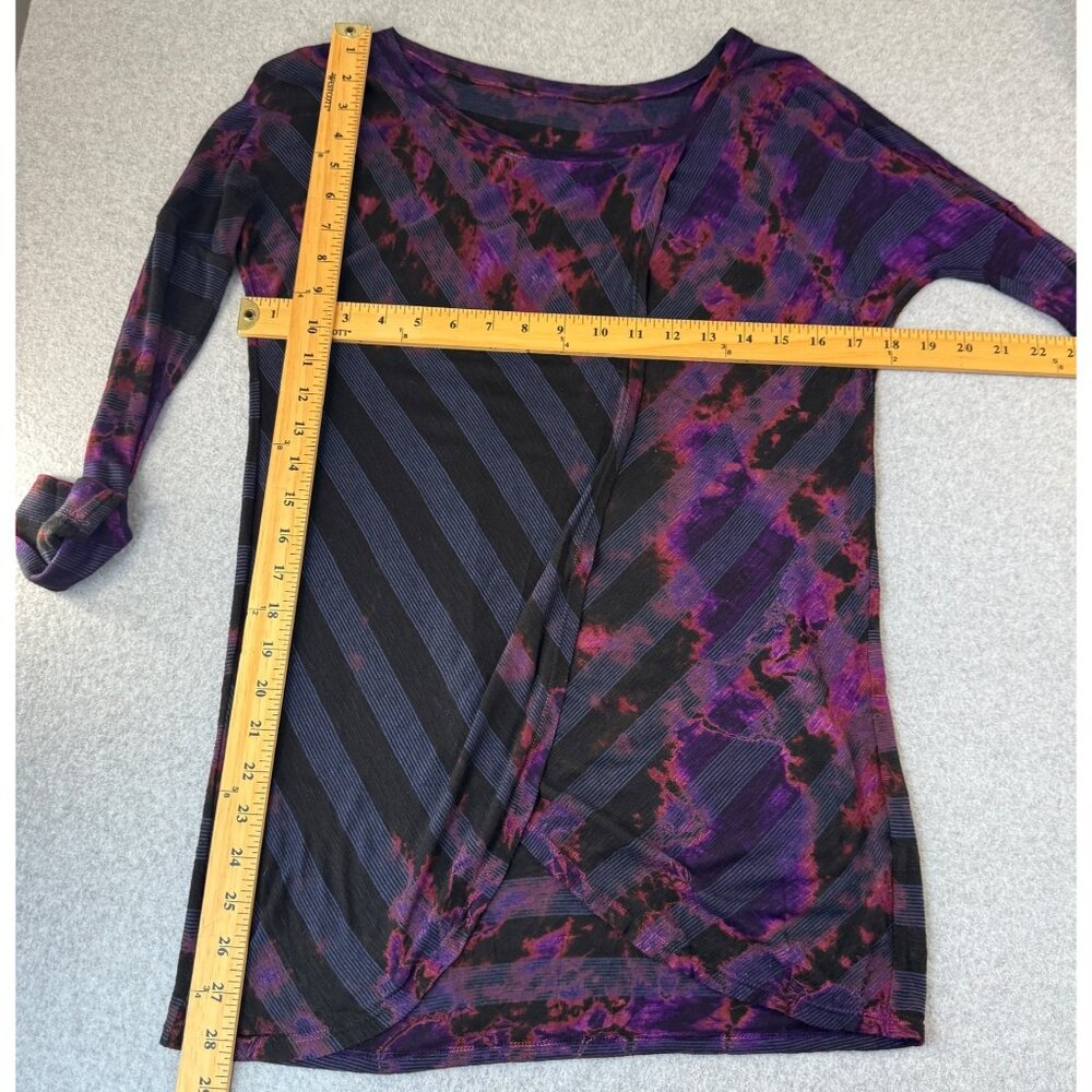 Ecco Clothing Womens Black Purple Tie Dye Layered‎ Blouse Shirt Long Sleeve XS - Picture 7 of 11